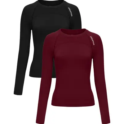 Loovoo Women Workout Shirts Athletic Compression Tee Yoga Gym Basic Tops With Fleece Lined Thermal Layer, Black, X-Small - View #2