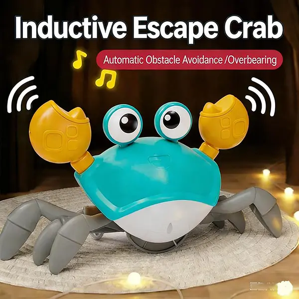 Electric Crawling Crab Sensory Toy - Phthalate-Free, Automatic Avoidance Walking, Music, Singing, Induction Mode, Adaptable Play, Fidget & Tummy Time Developmental Toy for 0-12 Months Infants | Perfect Birthday Gift for 2-6 Year Olds