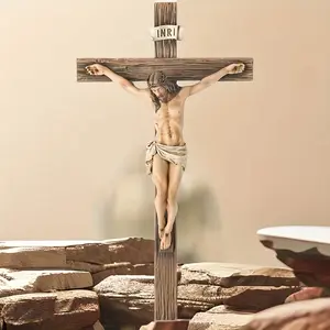 Catholic Crucifix Wall Cross, Jesus Christ Inspirational Home Décor, Stylish Religious Decor, Religious Devout Gift, 9.65"H, Renaissance Sculpture Handmade