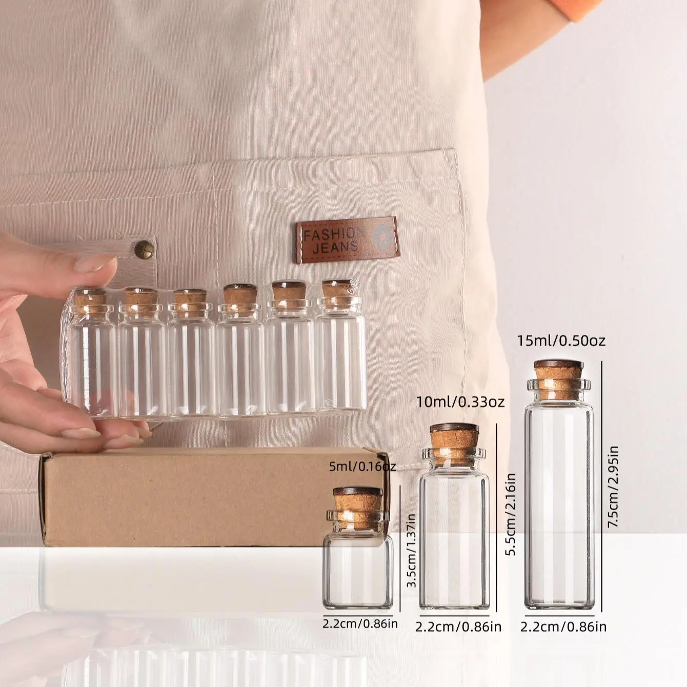 Glass Storage Bottle with Wooden Lid, 6/12pcs Mini Storage Bottle, Decorative Glass Bottle for Arts, Crafts, Decoration, Party Favors, Organiser, Clear Storage Jar, Glass Bottles Set