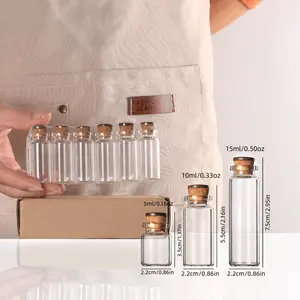 Glass Storage Bottle with Wooden Lid, 6/12pcs Mini Storage Bottle, Decorative Glass Bottle for Arts, Crafts, Decoration, Party Favors