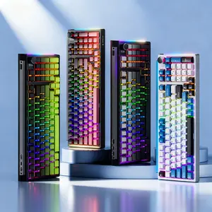 TAIDU Wireless Mechanical Keyboard with Backlighting Retro Knob control,tri-mode Bluetooth bt5 Hot Swappable,Gasket Structure,Computer Gaming Keyboard  rgb backlit professional RGB Optical Keyboard light Hot-Swappable swap