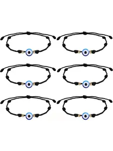 8 Pieces Evil Eye Bracelets Ojo Bracelets Red String Evil Eye Jewelry for Protection and Blessing Adjustable Black