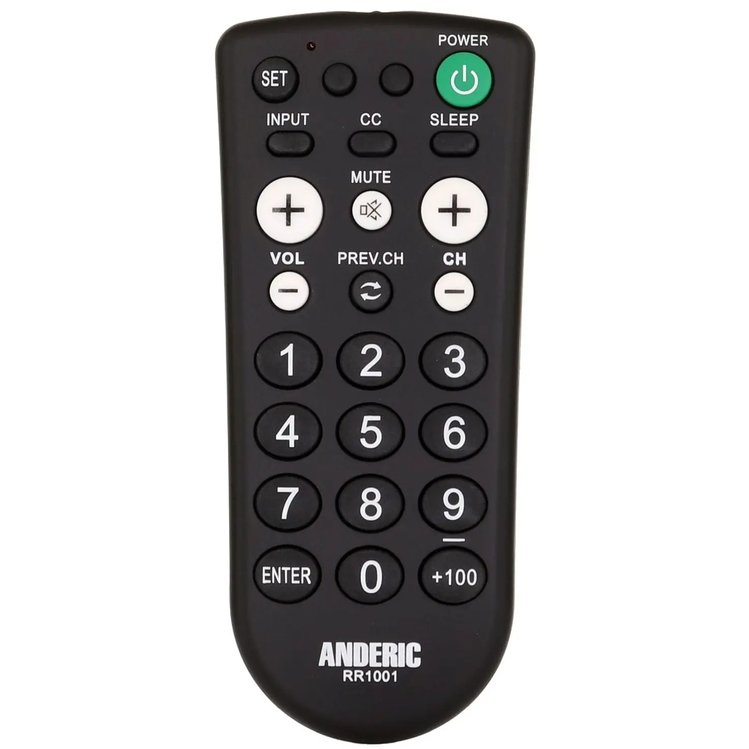Anderic RR1001 1-Device Universal TV Remote Control with Large Keys for Hospitality