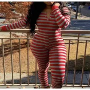 Women's Red/Silver Butt Flap Onesie Fit Womenswear. Breathable Soft Overalls Pajama Suits Lady Cotton Spandex Comfort Underwear