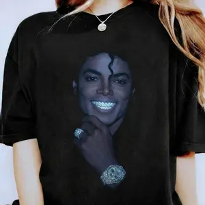 Michael Jackson Halftone Graphic Tee King Of Pop Vintage Design Shirt Pop Legend T-Shirt Mj Music T-Shirt For Fans