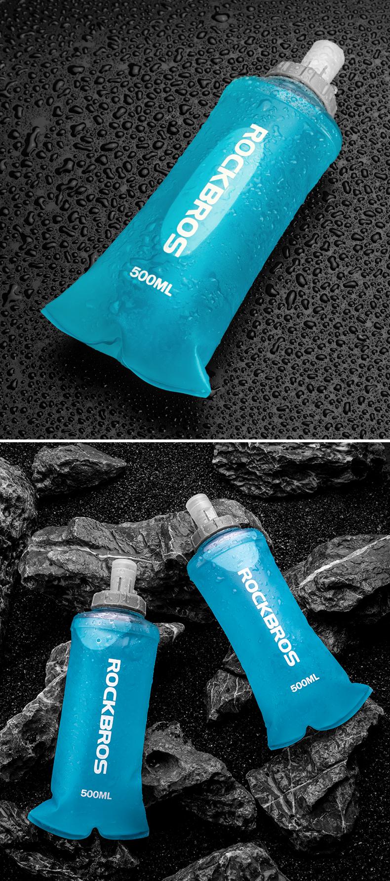 ROCKBROS 500ml Collapsible Soft Flask Flexible Water Bottle for Running, Hiking, Cycling, Climbing & Rigorous Activity