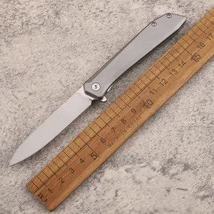 New Style D2 Steel Titanium Alloy Handle Outdoor Wilderness Survival Fishing Pocket EDC Tool Knife for Camping Hiking Bushcraft Hunting Emergency Rescue Tactical Folding Blade Sharp Cutting Utility Multipurpose Pocket Knife