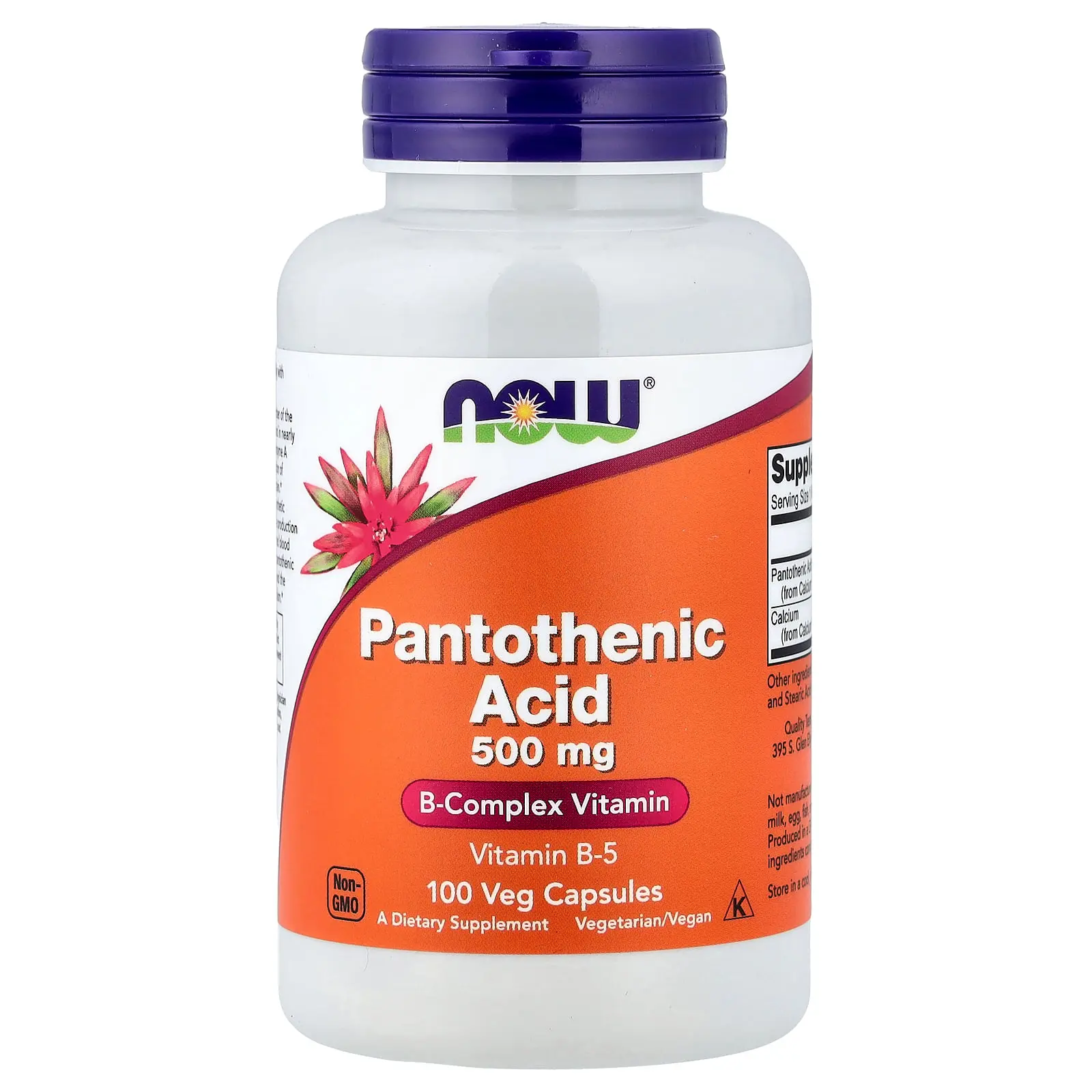 NOW Foods Pantothenic Acid, 500 mg, 100 Veg Capsules