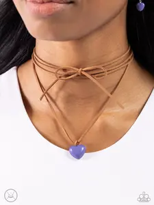 Wanderlust Wardrobe - Blue - Heart Charm Suede Cord Multi-Style Paparazzi Necklace