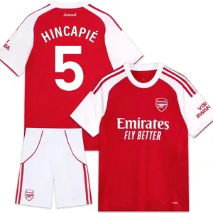 Piero Hincapie 5 25/26 Arsenal Home Full Set Soccer Kit, Premium Fabric Match Style Set P