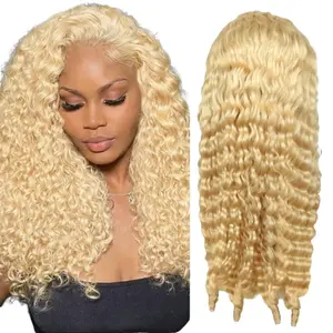 Burmese Curly Human Hair Wig 13x6 HD Lace Front With Spiral Ends Deep Curls 250% Density Deep Wave Glueless 613 Blonde Pre-Plucked 100% Unprocessed 12A Virgin Hair