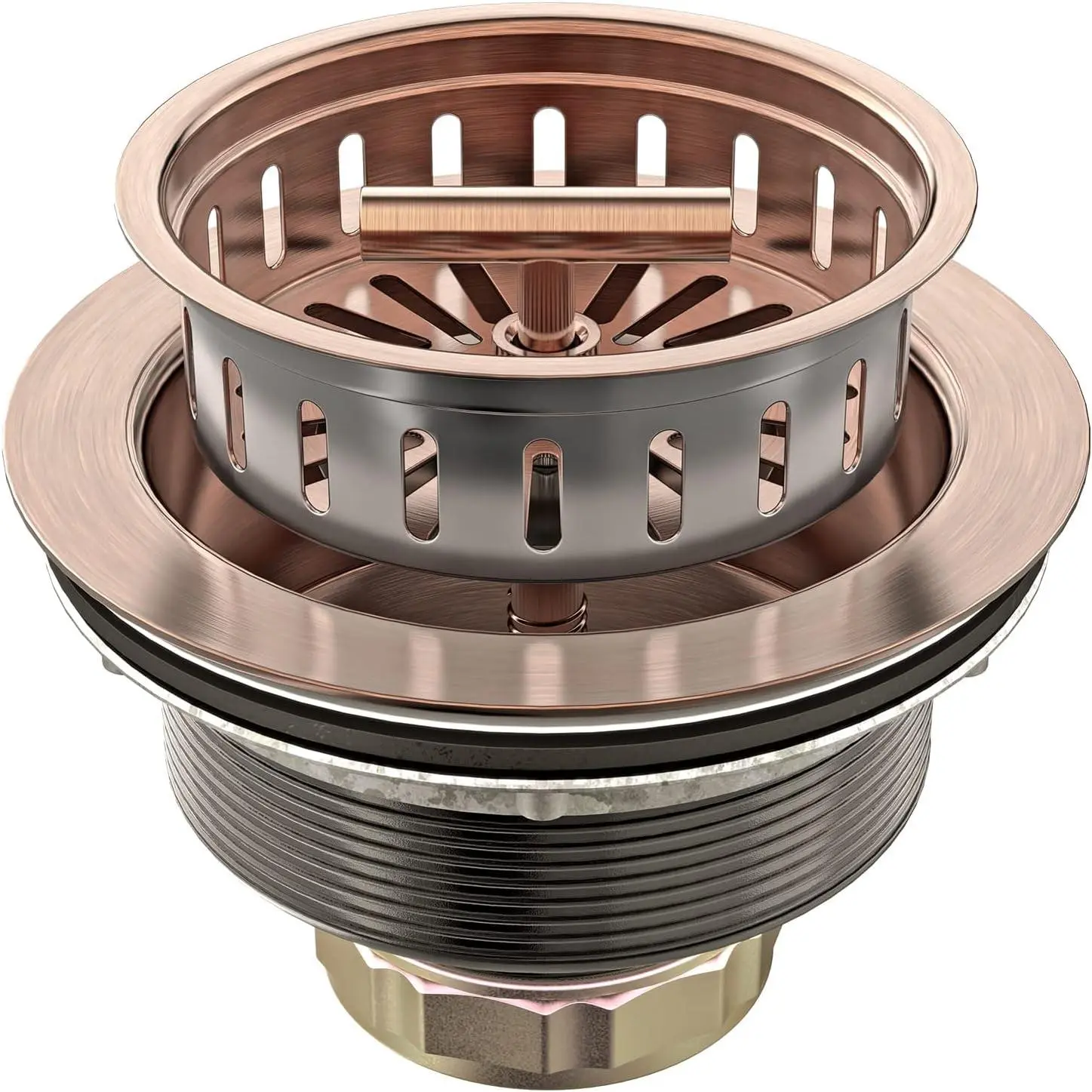B9171 Copper Kitchen Sink Drain Kit 3 1/2 Sink Strainer for Kitchen Sink with Stainless Steel Strainer Stopper Drain Assembly Basket Strainer Fit Standard Sink Drain Hole(Antique Copper)