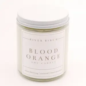 River Birch Blood Orange Soy Candle 8.5oz - Fresh Citrus Aroma with Bergamot & Grapefruit Notes - Clean Burning Natural Hand Poured Decor Ornament Scented Candle