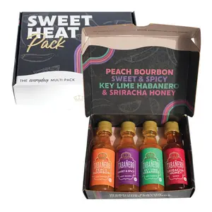 NEW 2026!!! Tabañero Variety Hot Sauce Gift Set, 4 Pack, Kit Includes Peach Bourbon, Sriracha Honey, Key Lime Habanero, Sweet & Spicy, 1.7 oz Mini Glass Bottles, All Natural, Gluten Free, Low Sodium, Kosher, Made in the USA
