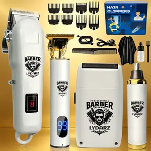 LYDARZ 4-pcs Professional Hair Clipper Set , Cordless Beard Trimmer & Shaver for Men, Complete Grooming Kit,USB-Rechargeable Barber Set Featuring LCD Display
