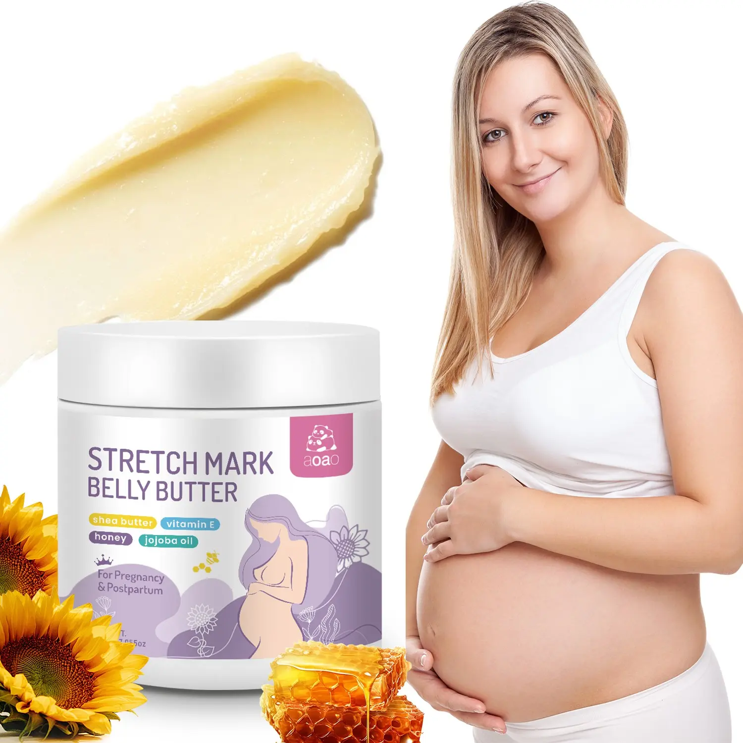 Pregnancy Stretch Mark Cream, Maternity, Pregnancy Must Haves, Firms Smoothes Dry Skin, Pre & Postnatal Abdominal Massage, Shea Butter & Vitamin E, 200g