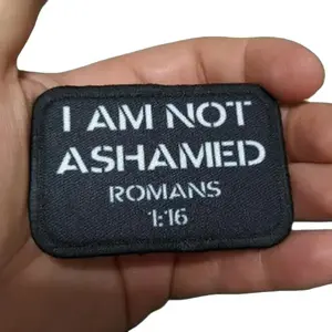I am not ashamed Romans 1:16 removable patch 2"x3" morale patch with hook and loop backing