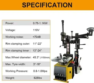 HPDMC Tire Changer 885& Balancer 2040 Combo – Rim Clamp 11″–22″ / Inside 13″–24″, 200 lb Capacity