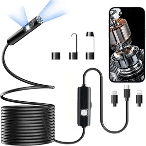Dual Lens HD Endoscopic Inspection Tool with Adjustable LED Fill Light, USB Wired Waterproof Snake Borescope Camera Compatible with iPhone Android Type-C for Car Engine Pipe Sewer Plumbing Industrial DIY Repair Electronic Gadget Equipment