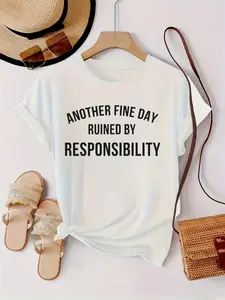 A Stylish Women'S T-Shirt Featuring a Print Inspired by Fashion Trends, Made from Soft And Comfortable Materials That Are Gentle on The Skin.This Casual And Sporty Round-Neck Top Is Suitable for All Seasons