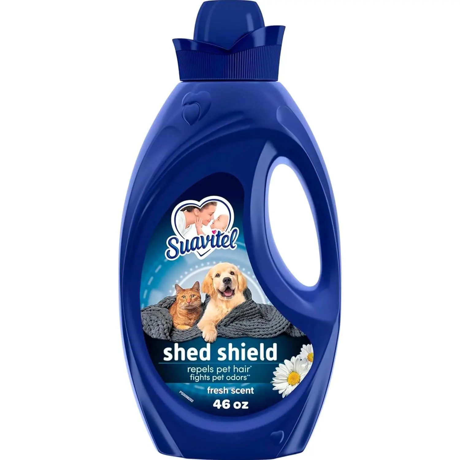 Suavitel Shed Shield Liquid Fabric Softener, Fresh Scent, 46 fl oz | Repels Pet Hair, Fights Cat Urine and Wet Dog Odors, Concentrated Fabric Conditioner, HE Compatible, Long-Lasting Freshness