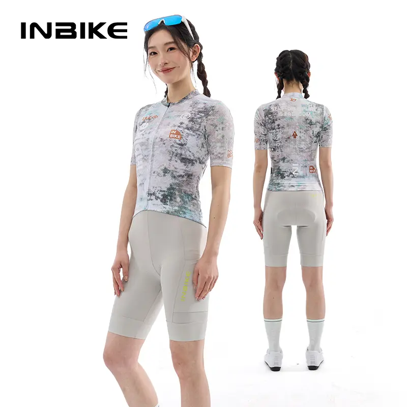 INBIKE Women's Trendy Female Cycling Jersey, 85% Polyester 15% Spandex, Quick-Dry Ventilation, High-Stretch Comfort, Anti-Slip Hem for Spring/Summer Activities (Cold Wash Recommended)