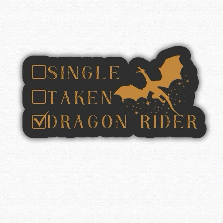 Single Taken Dragon Rider Fantasy Reader Sticker, Bookish Waterproof Sticker