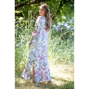 WHIMSY FLORAL SATIN LONG CARDIGAN