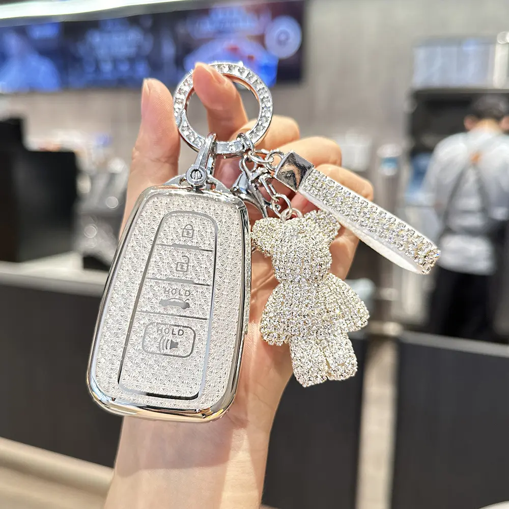 ACEBOY For Toyota Key Fob Cover With Toyota Keychain, Car Key Fob Case Compatible With Toyota 2018-2022 Camry RAV4 Highlander Avalon C-HR Prius Corolla GT86 Smart Key Protector Holder