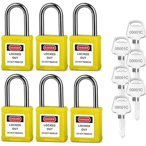 Lockout Tagout Locks - Yellow Loto Locks, 6 Same Keys Safety Padlocks, Keyed Alike, Industrial (6pcs)