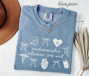 CVICU Comfort Colors Shirt • Coquette Bow Cardiovascular Intensive Care Unit Work Tee • CVICU Nurse Gifts • Cardiac ICU Nurse Appreciation