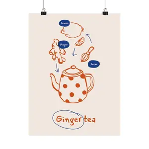 Ginger Tea Ingredients Matte Vertical Poster - Museum Grade Giclée Print for Vibrant Colors & Modern Decor - Ideal Gift for Art Lovers