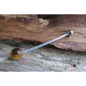 Tiger Eye Natural Stone Pregnancy Bio-flex Belly Ring