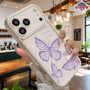 Cute Purple Butterfly Quote Slim Case for iPhone 17 16 15 14 Pro Max 13 12 11 XR XS Plus Air Shockproof Anti Drop Durable Anti Scratch Lightweight TPU Cover Gift For Girls