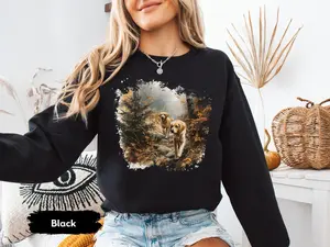 Retro Yellow Lab Fall Sweatshirt, Vintage Labrador Retriever Hunting Sweatshirt, 90s Outdoor Dog Lover Gift, Unisex Crewneck Cotton Fit