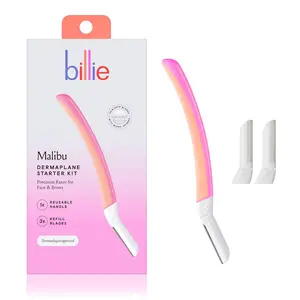 Billie - Dermaplane Starter Kit - Reusable Handle + 3 Refill Blades - Remove Facial Hair + Perfectly Shape Brows - Dermatologist-Approved - Malibu Edgewell Personal Care