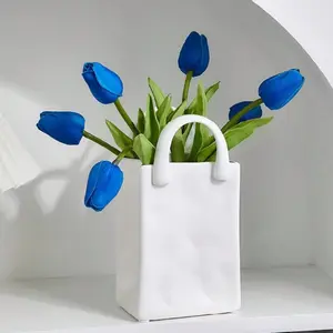 Resin Flower Vase Handbag, Modern Style Desktop Organizer, Unique Home & Office Decor, Simple Bag Shape Vase & Pen Holder