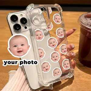 Custom Phone Case, Personalized DIY Transparent Pet Face Picture Case, Compatible with iPhone 17/16/15/14/13/12/Pro Max/Plus/Air, Shockproof Corner Design, Perfect Gift