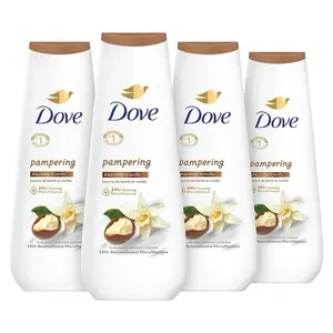 Dove Pampering Shea Butter & Vanilla Body Wash, 24Hr Renewing Micromoisture, 20 Oz (Pack of 4) - Unilever - Body Care