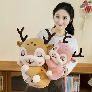 Cute Reindeer Plush Doll, Sleeping Deer Stuffed Toy, Plush Toy Pillow, Birthday Gift