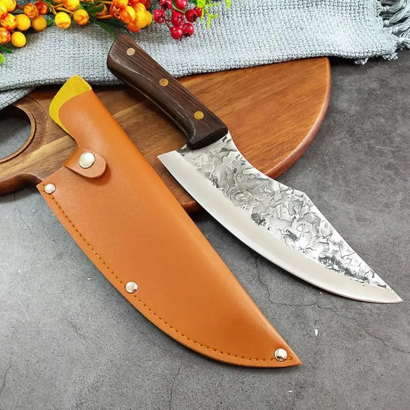 Professional Chef Knife with Handle, Damascus Style Stainless Steel Kitchen Knife with Cover, Sharp Cutting Meat Knife for Kitchen Cooking, Utensils