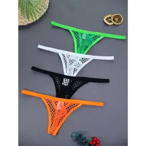 4-piece set of mesh sexy hollow-out men's thongs