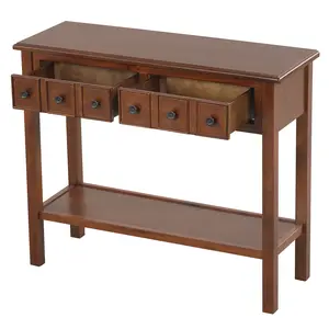 COSTWAY - 38 Inch Rustic Console Table with 2 Drawers and Bottom Open Shelf-Espresso