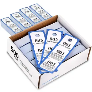 500 Pack Blue Colored Paper Coat Check Tickets -Medium-Sized- Numbered, Room Check Tags, for Stores, Bars, Hotels, Event Venues & Restaurants