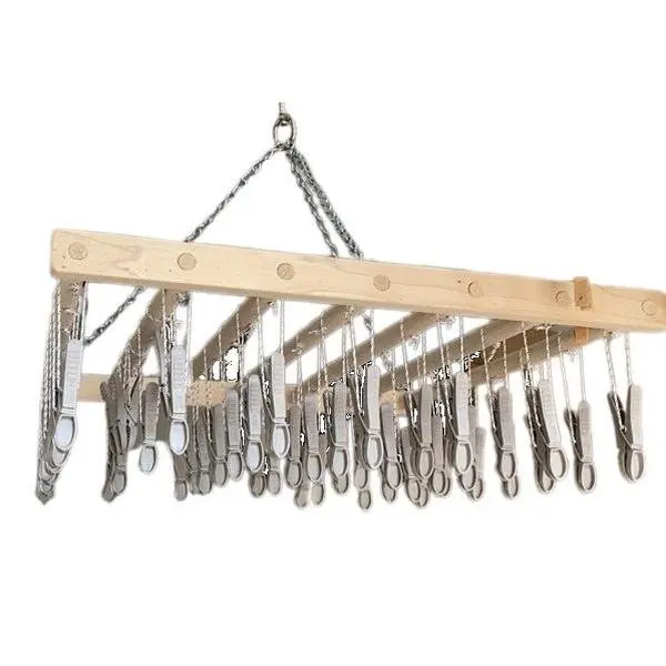 49 AMISH CLOTHESPIN DRYING RACK - Super Grip"Clip & Drip" Clothes Pin Hanger