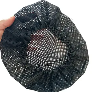 The Reusable Lunch Lady Bonnet, Wrap Net, Hair Net for short or long hair. Washable polyester Hair Net, Adjustable Satin Trim, Anti slip hair net, Anti Slip Sleep Cap, Black full head hair net Haircare Heatless with adjustable Elastic Disposable Set