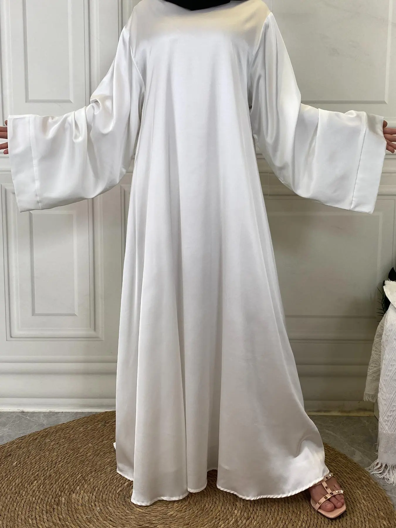 Women's Solid Color Dress, Loose Fit Abaya, Modest Fashion Long Sleeve Dress for Daily Wear, Women's Islamic Clothing, Modest Muslim Outfits for Fall