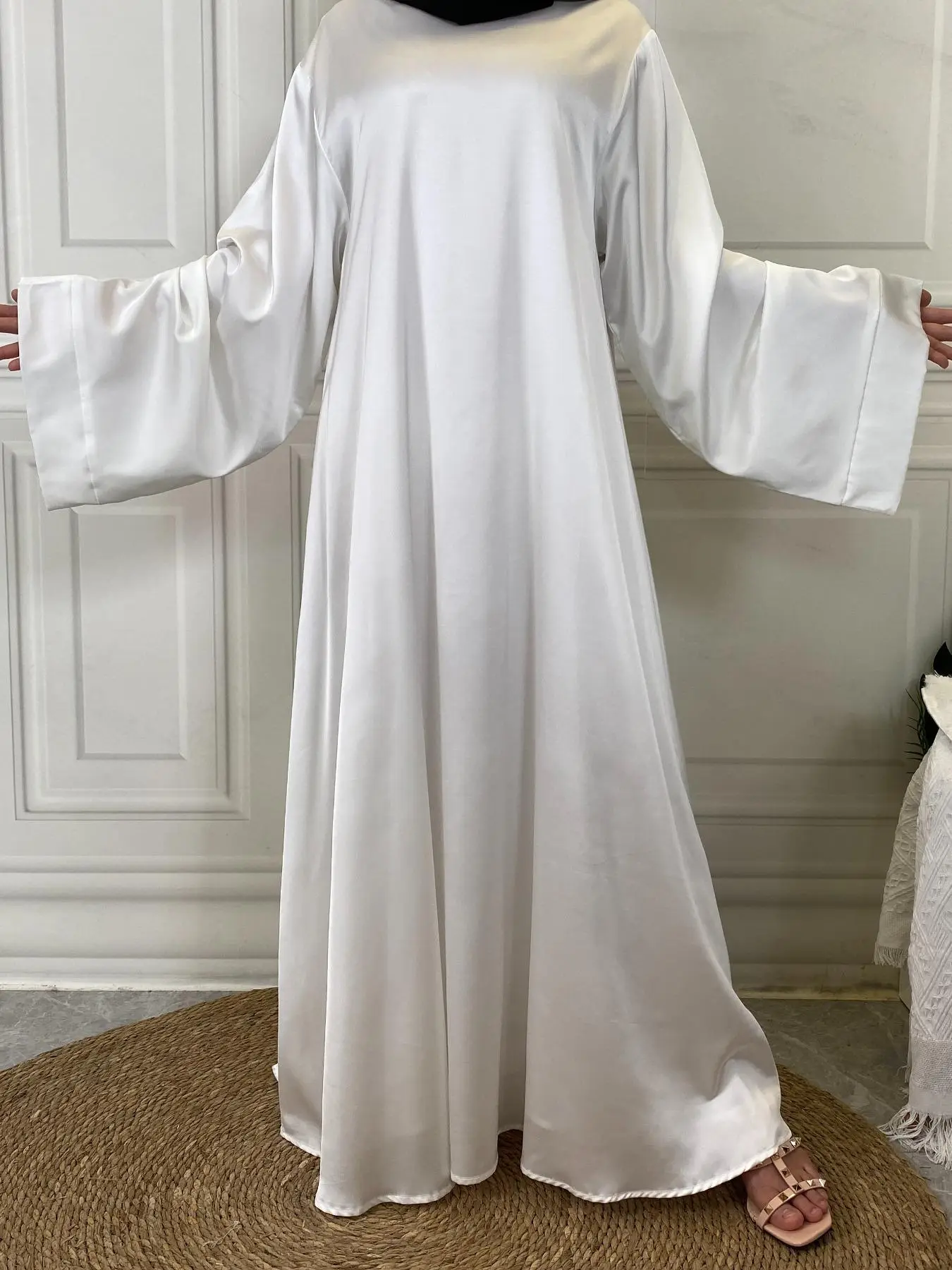 Women's Solid Color Dress, Modest Fashion Long Sleeve Dress for Daily Wear, Women's Islamic Clothing for Fall