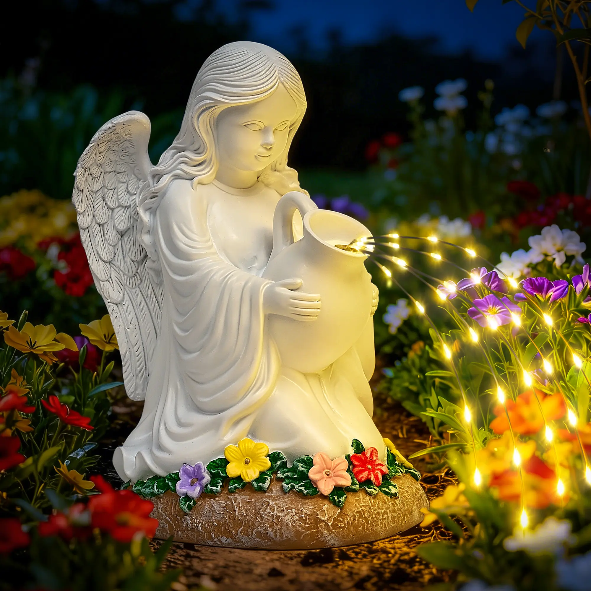 【SummerVibes】GIGALUMI Garden Statue, Solar Angel Decor Outdoor, Angel Decoration with LED for Patio Yard Lawn Balcony, Christmas/Birthday Gift for Mom Women